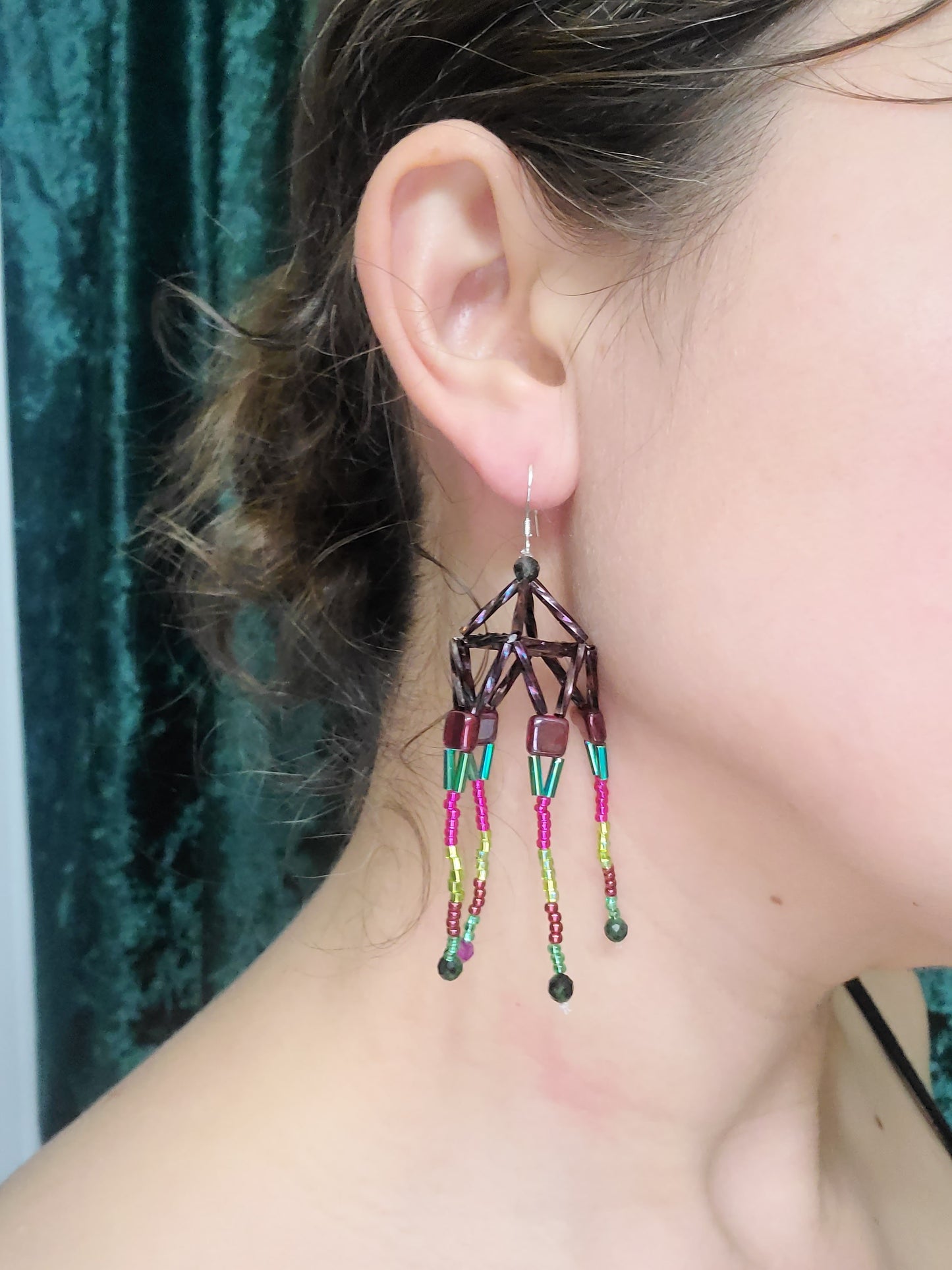 Ruby Zoisite Pagoda Earrings