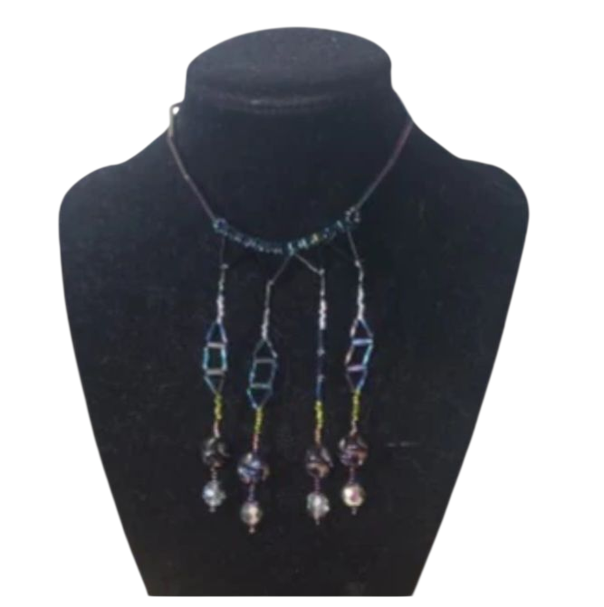 Green Iris Chandelier Fringe Necklace