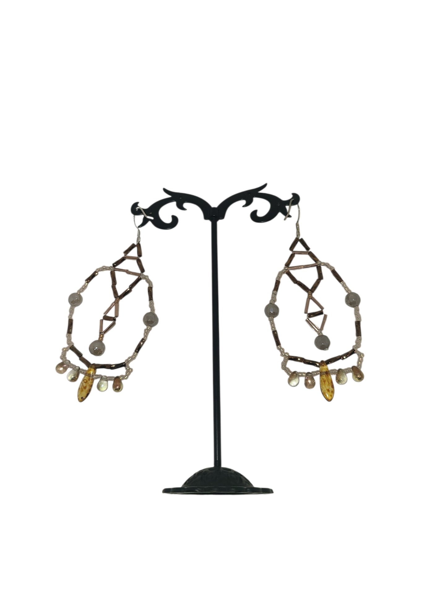 Silver Agate Cipher Key Earrings
