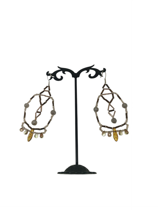 Silver Agate Cipher Key Earrings
