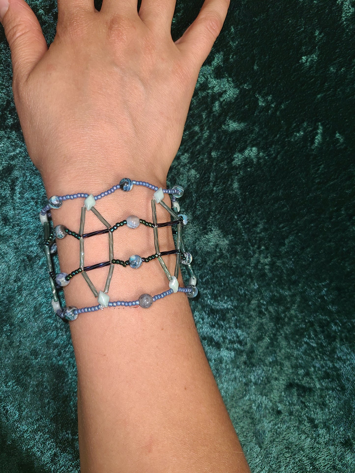 Stormy Seas Agate Meridian Mesh Bracelet