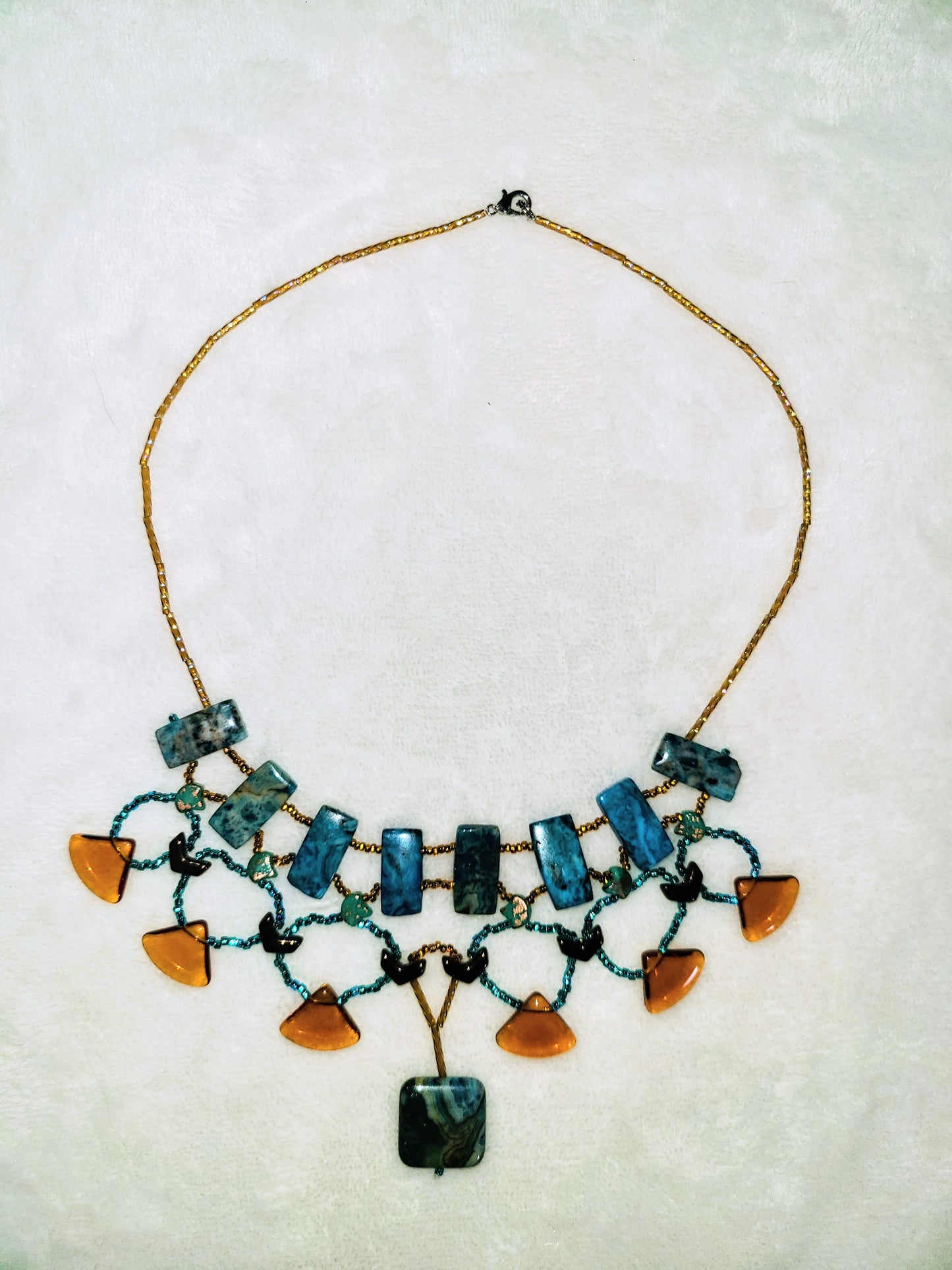 Teal Crazy Lace Agate Cleopatra Necklace