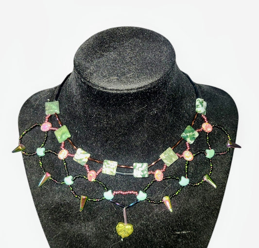 Autumn Forest Tree Agate Cleopatra Necklace