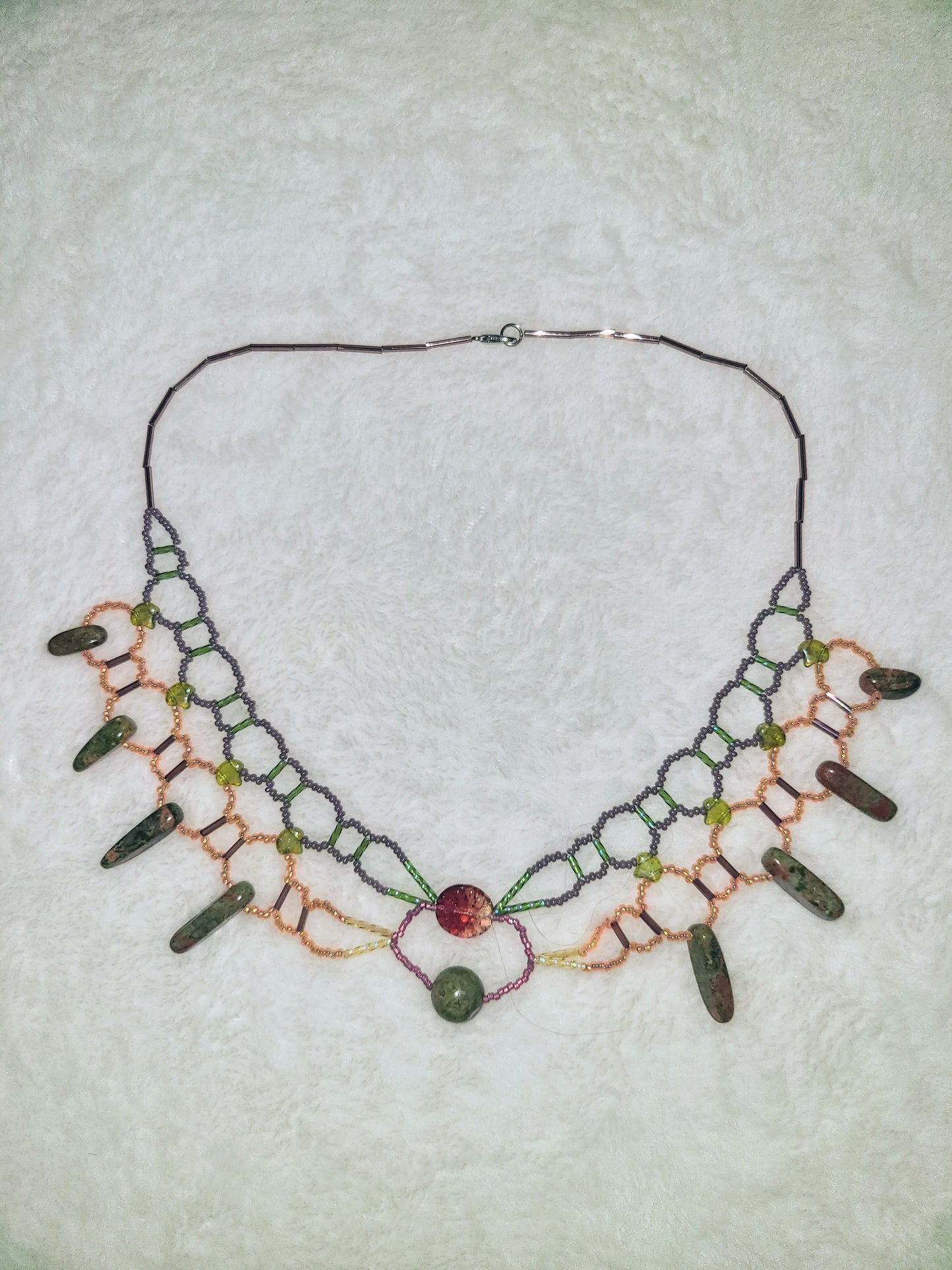 Unakite Burnished Collar Necklace