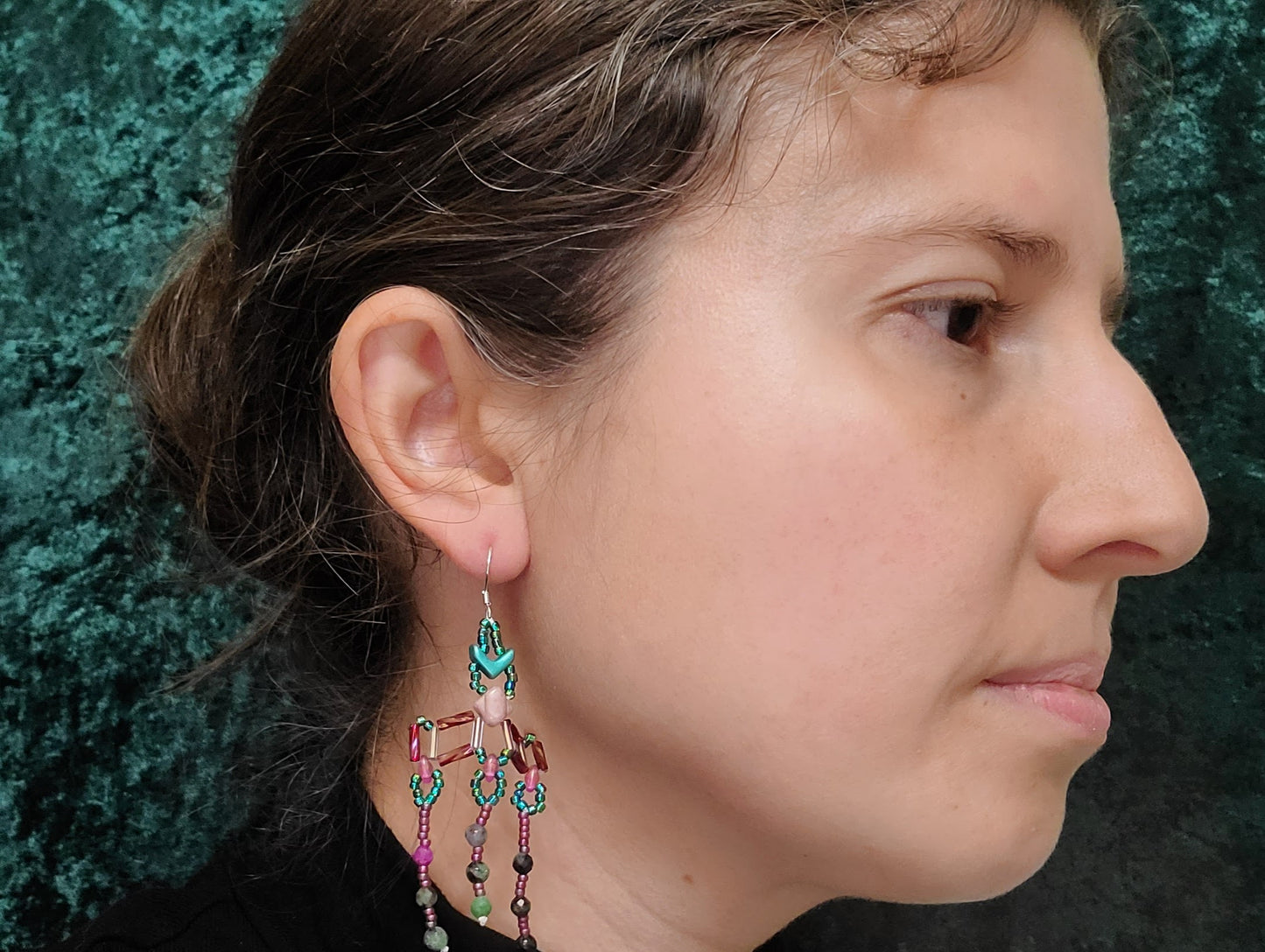Ruby Zoisite Crotalia Colonnade Earrings