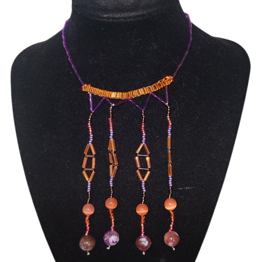 Bird of Paradise Agate Chandelier Fringe Necklace