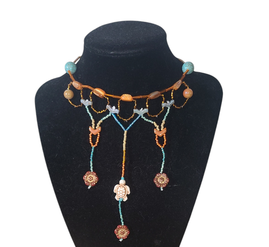 Autumn Howlite Turtle Ethereal Cascade Necklace