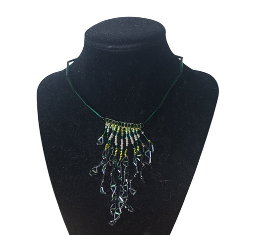 Dark Green Triangle Waterfall Necklace