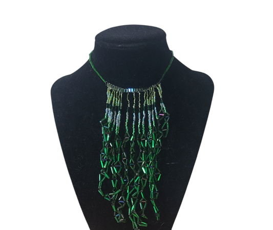 Green Triangle Waterfall Necklace