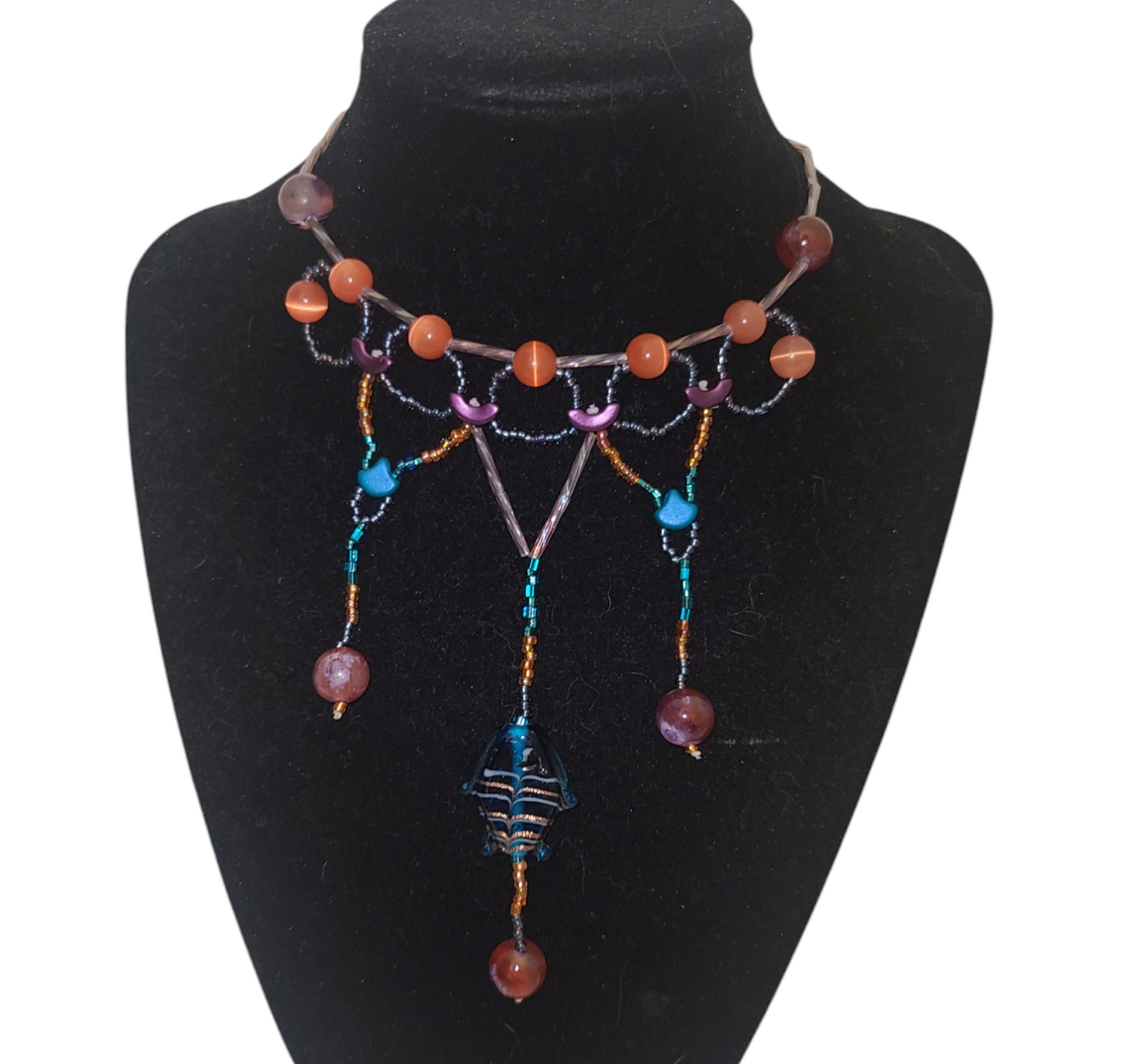 Bird of Paradise Agate Ethereal Cascade Necklace