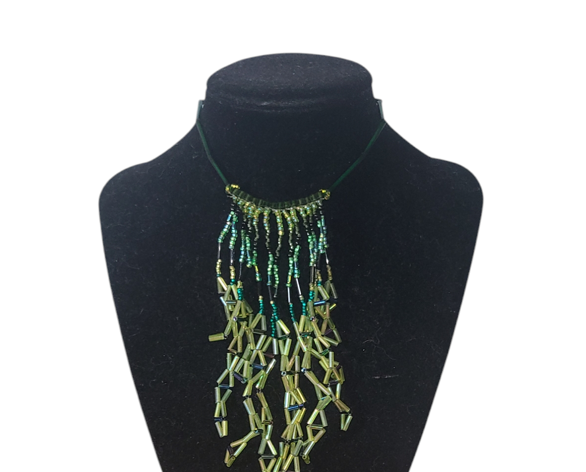 Lime Green Triangle Waterfall Necklace