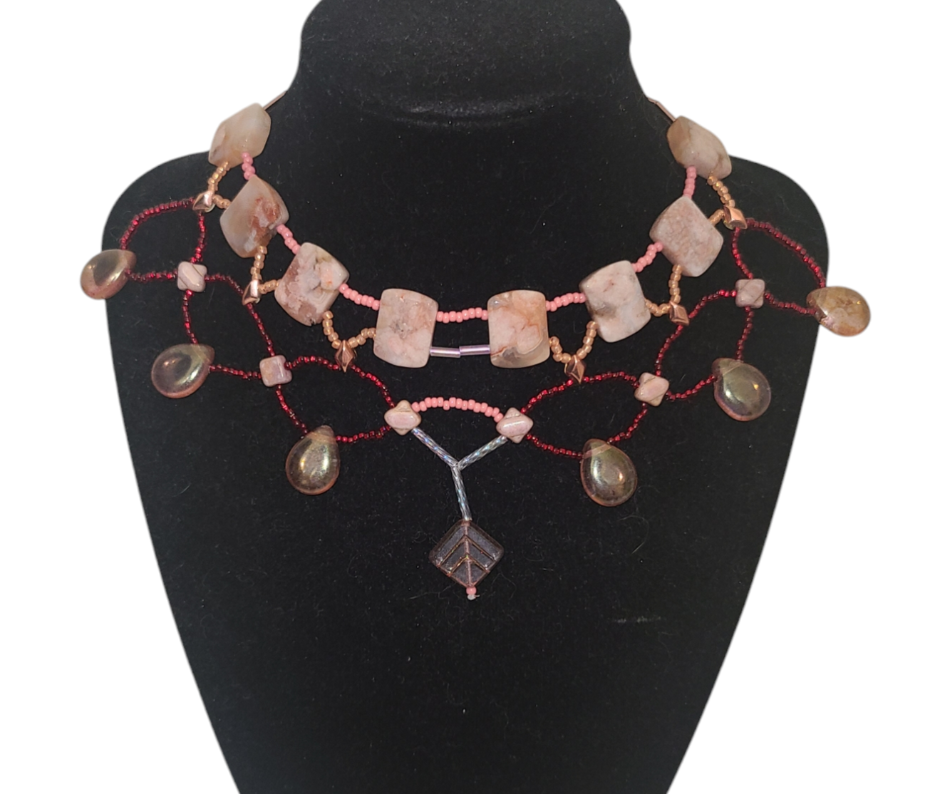 Cherry Blossom Agate Cleopatra Necklace