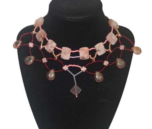 Cherry Blossom Agate Cleopatra Necklace