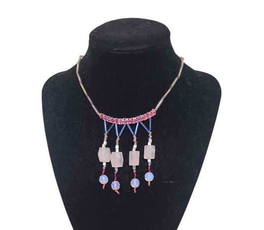 Rose Quartz Chandelier Fringe Necklace