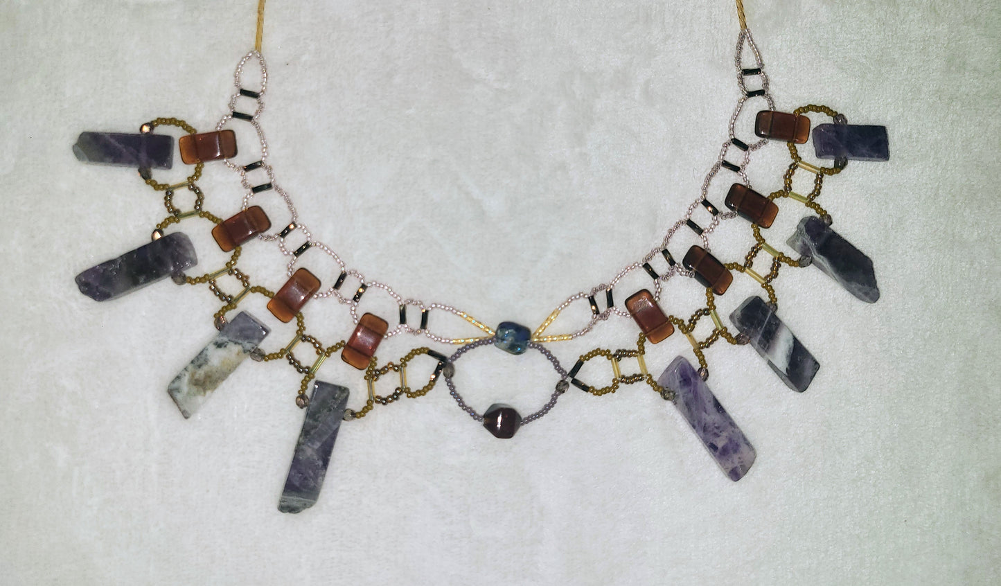 Autumn amethyst burnished collar necklace