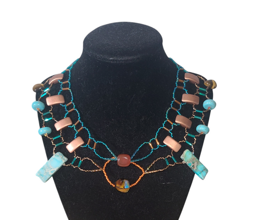 Teal Jasper Burnished Collar Necklace