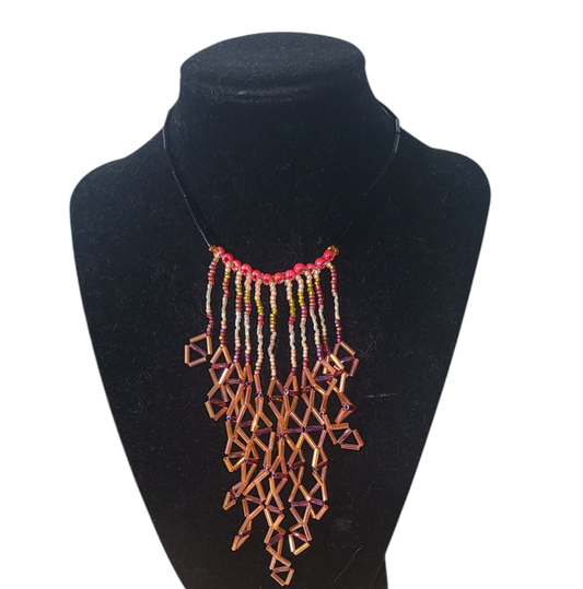 Orange Triangle Waterfall Necklace