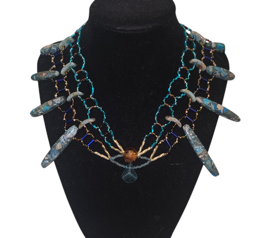 Aqua Impression Jasper Burnished Collar Necklace